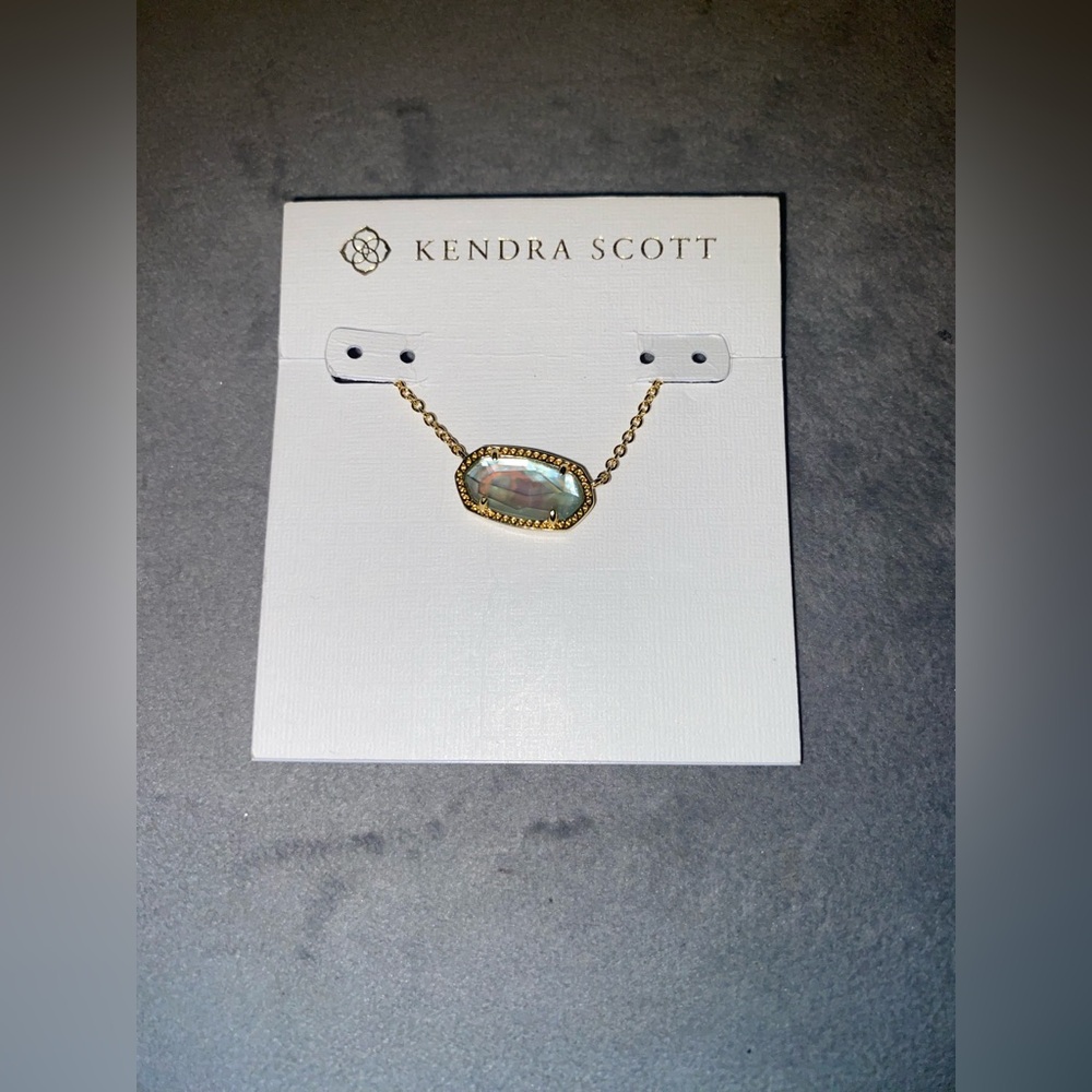 BNWT Kendra Scott Elisa Gold Plated Necklace in Light Blue Illusion $70